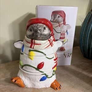 Pier 1 Ceramic Stacking Measuring Cups Cute  Holiday Penguin 7-3/4" Tall